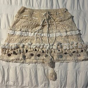 Cream knit mini skirt